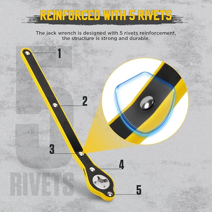Car Universal Jack Ratchet Wrench Tool, 360° Swivel