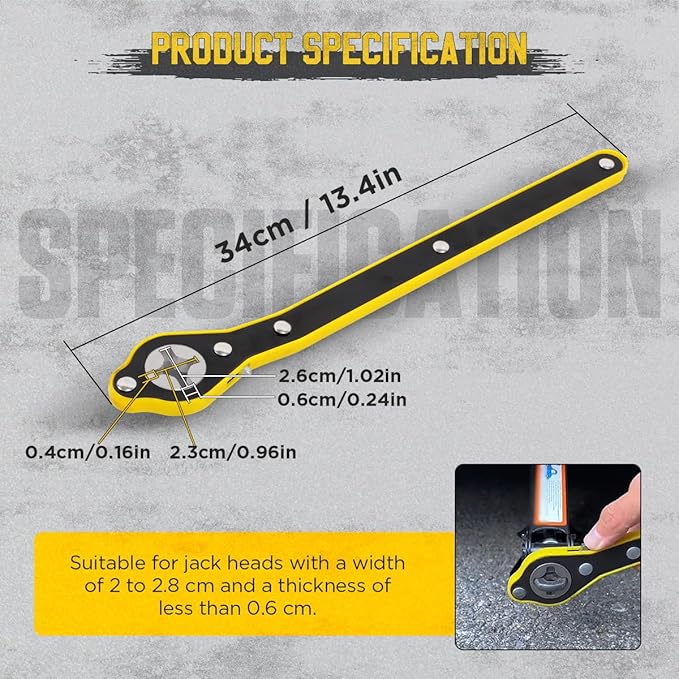 Car Universal Jack Ratchet Wrench Tool, 360° Swivel