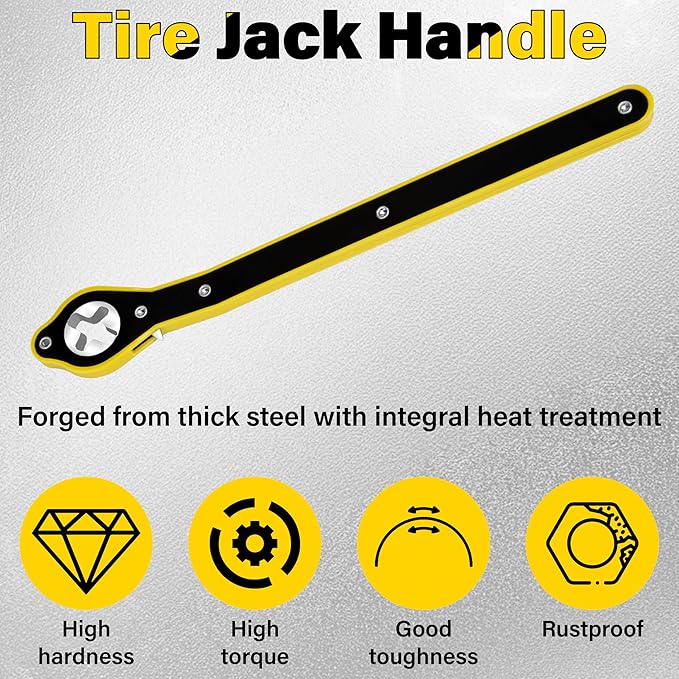 Car Universal Jack Ratchet Wrench Tool, 360° Swivel