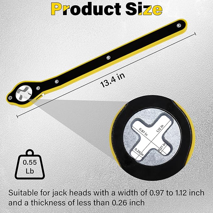 Car Universal Jack Ratchet Wrench Tool, 360° Swivel