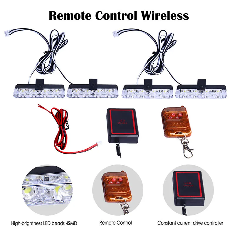 Pack of 4 LED Car Grill Flashers